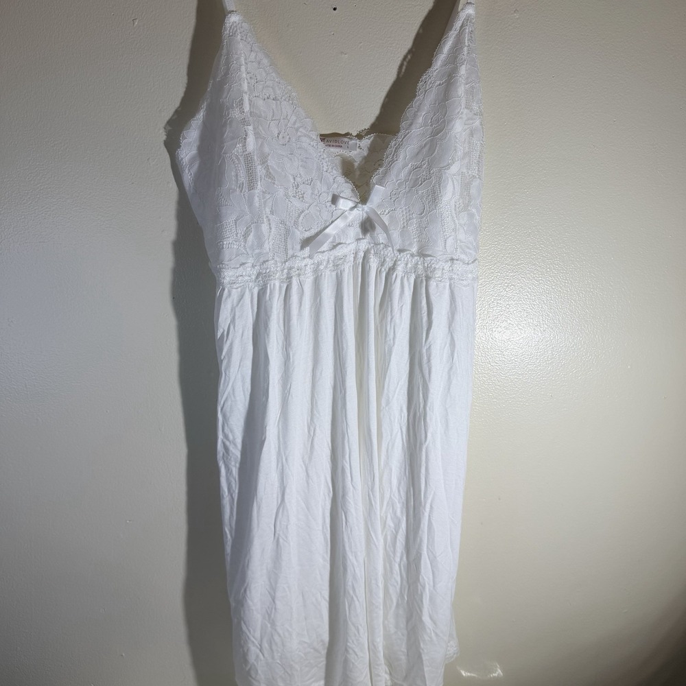 Avidlove‎ Cami Babydoll Night Slip White Floral Lace Size Large Lingerie